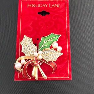 Holiday Lane Christmas Poinsettia brooch